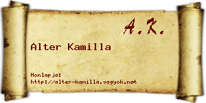 Alter Kamilla névjegykártya